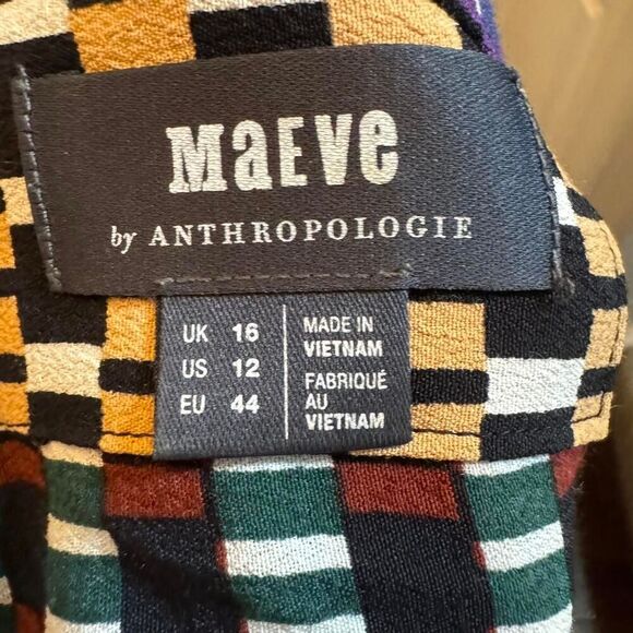 Maeve by Anthropologie Gianna Tunic geometric print long sleeves dress Sz 12 - Picture 6 of 8